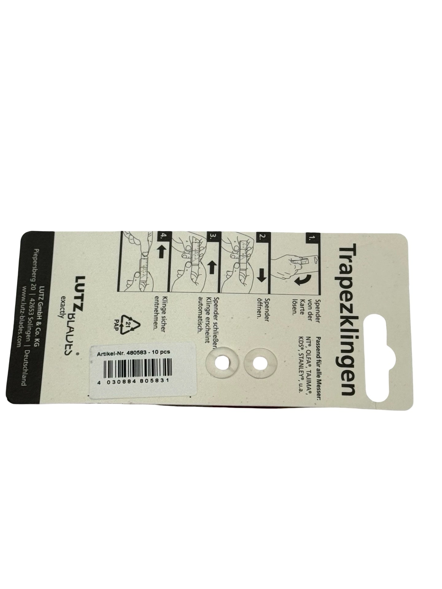 50x LUTZ Blades Trapezklingen 19mm 0,65mm Universal Cuttermesser Ersatz 480583