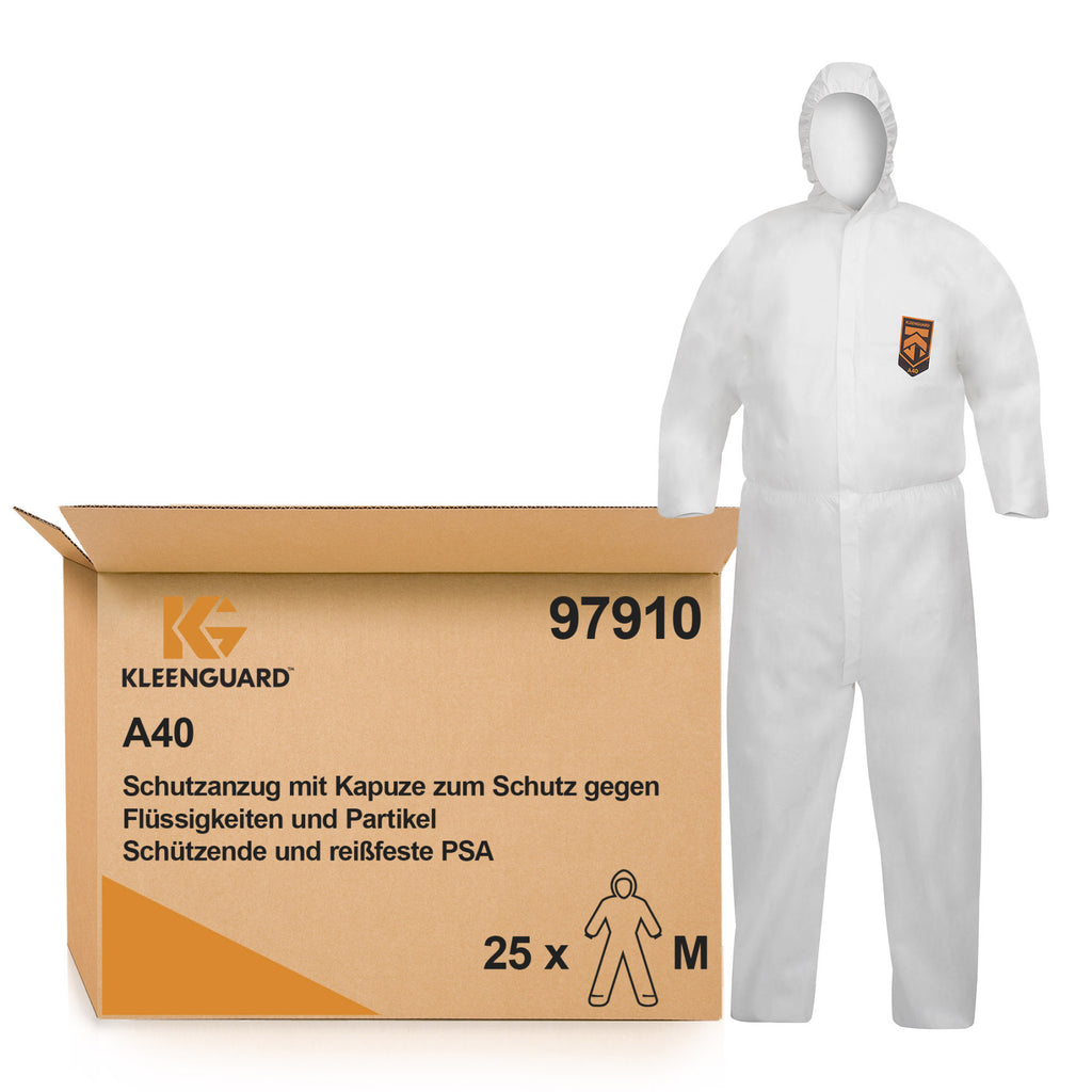 25x Kleenguard A40 Schutzanzug 97910 XXL mit Kapuze Partikelschutz PSA