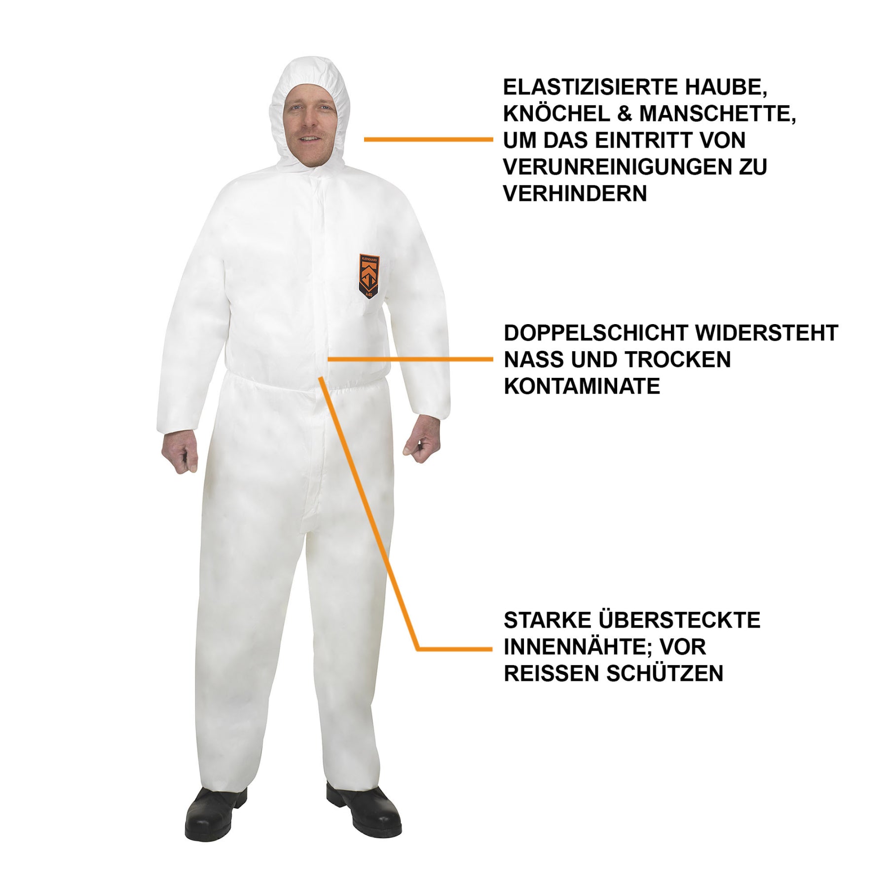 25x Kleenguard A40 Schutzanzug 97910 XXL mit Kapuze Partikelschutz PSA