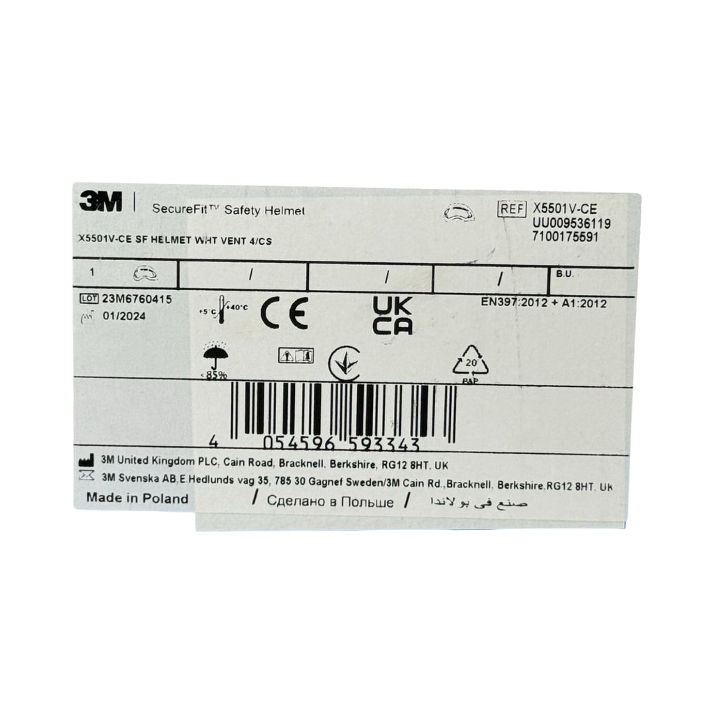 3M SecureFit X5501V-CE Schutzhelm Sicherheitshelm weiß belüftet EN397 Helm