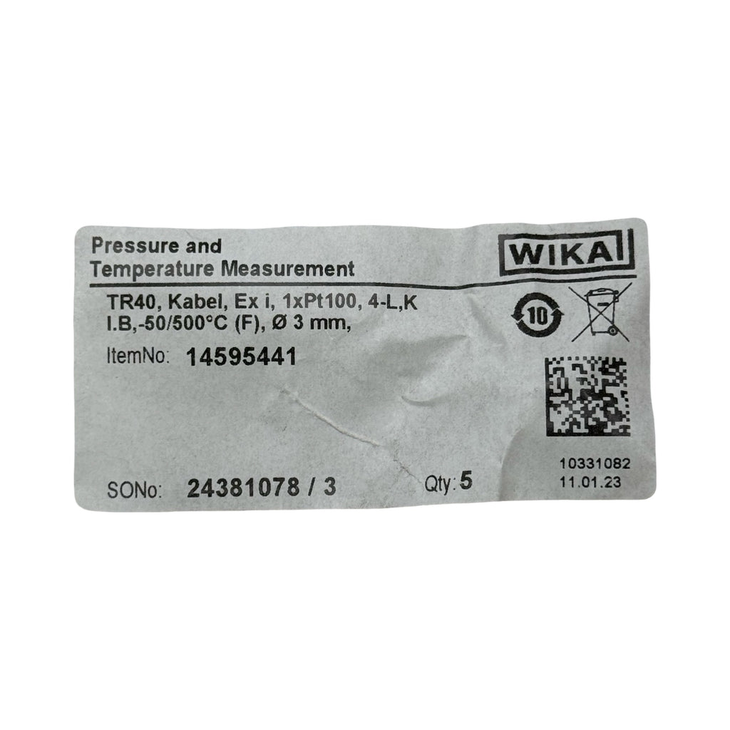 WIKA TR40-AICZ Pt100 Temperatursensor Ex i Kabelsensor 15m TR40