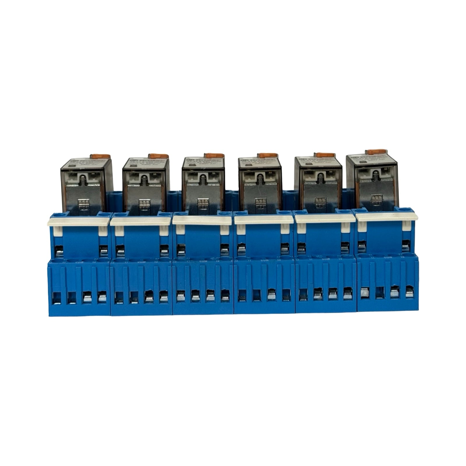 6x Finder 55.34.8.230.0050 Steckrelais 230V AC mit Sockel 94.84.1 Relaismodul