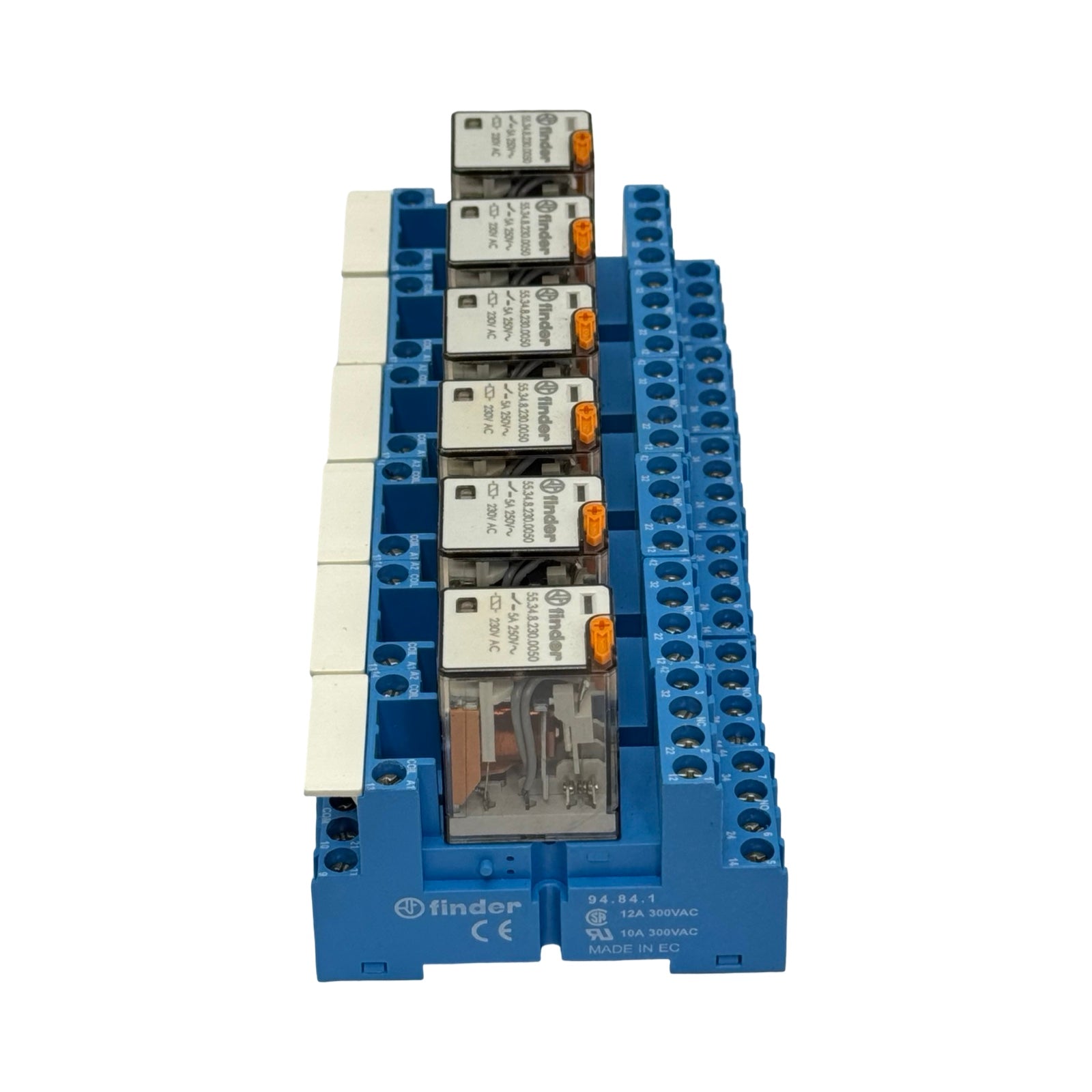 6x Finder 55.34.8.230.0050 Steckrelais 230V AC mit Sockel 94.84.1 Relaismodul
