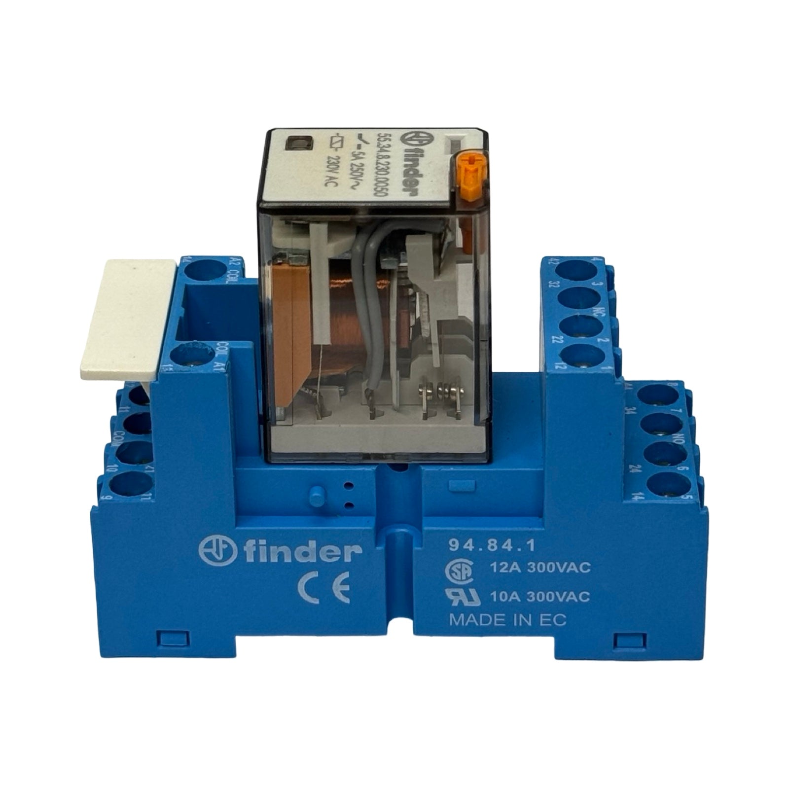 6x Finder 55.34.8.230.0050 Steckrelais 230V AC mit Sockel 94.84.1 Relaismodul