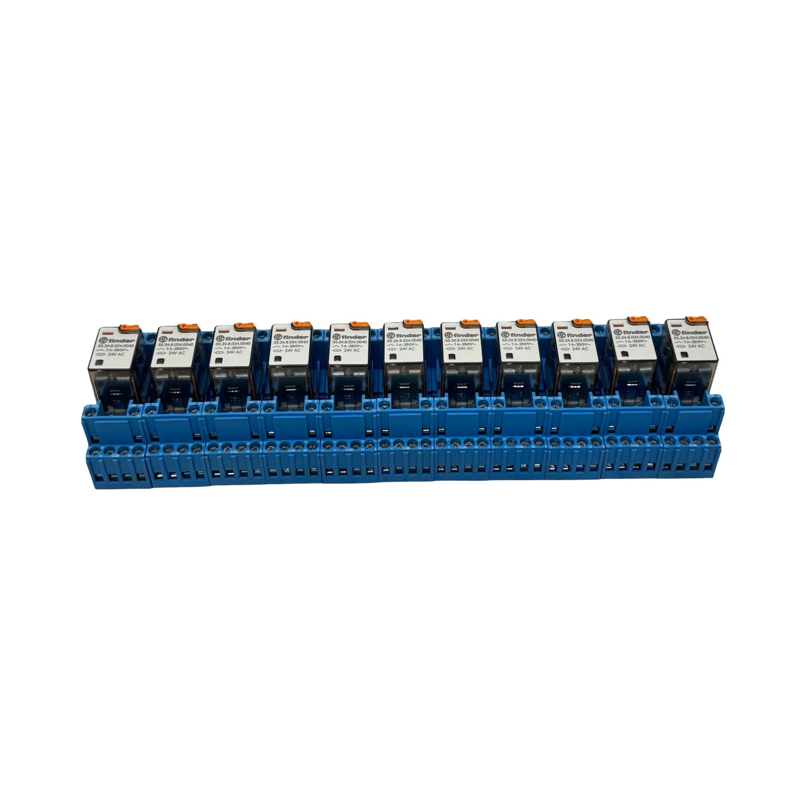11x Finder 55.34.8.024.0040 Relais 24V AC mit Sockel 94.84.1 Koppelrelais