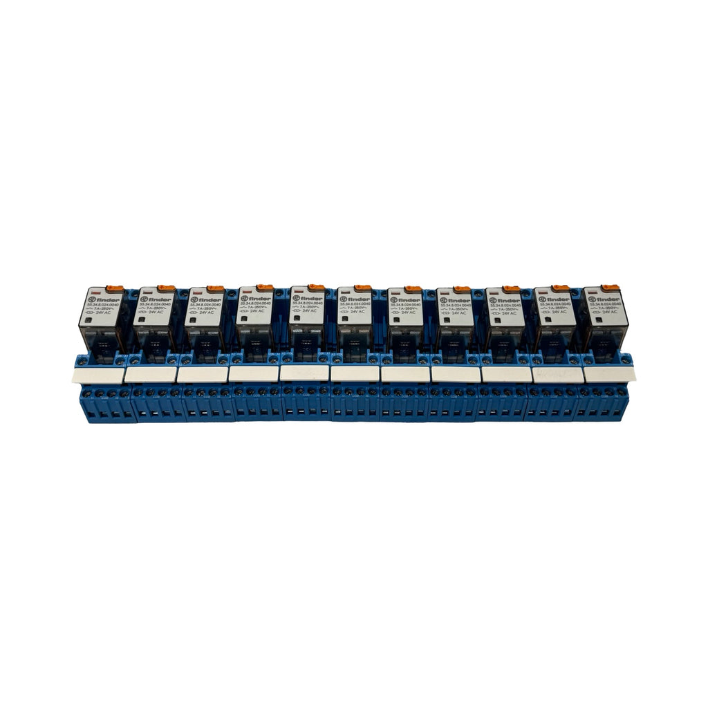11x Finder 55.34.8.024.0040 Relais 24V AC mit Sockel 94.84.1 Koppelrelais