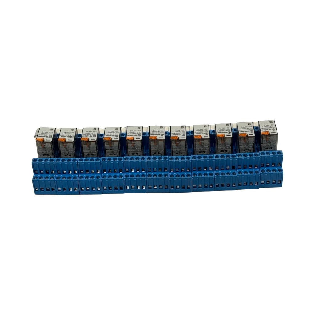 11x Finder 55.34.8.024.0040 Relais 24V AC mit Sockel 94.84.1 Koppelrelais