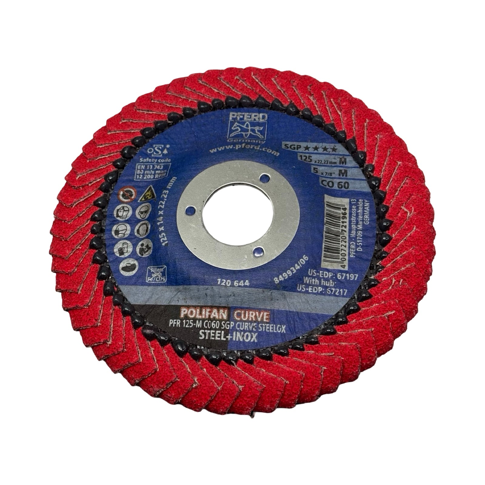 10x PFERD Fächerschleifscheibe PFR 125-M CO 60 SGP CURVE STEELOX 125mm