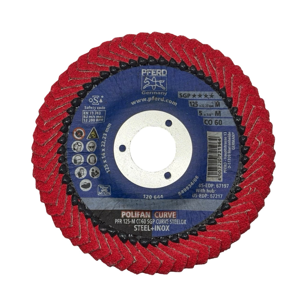 10x PFERD Fächerschleifscheibe PFR 125-M CO 60 SGP CURVE STEELOX 125mm