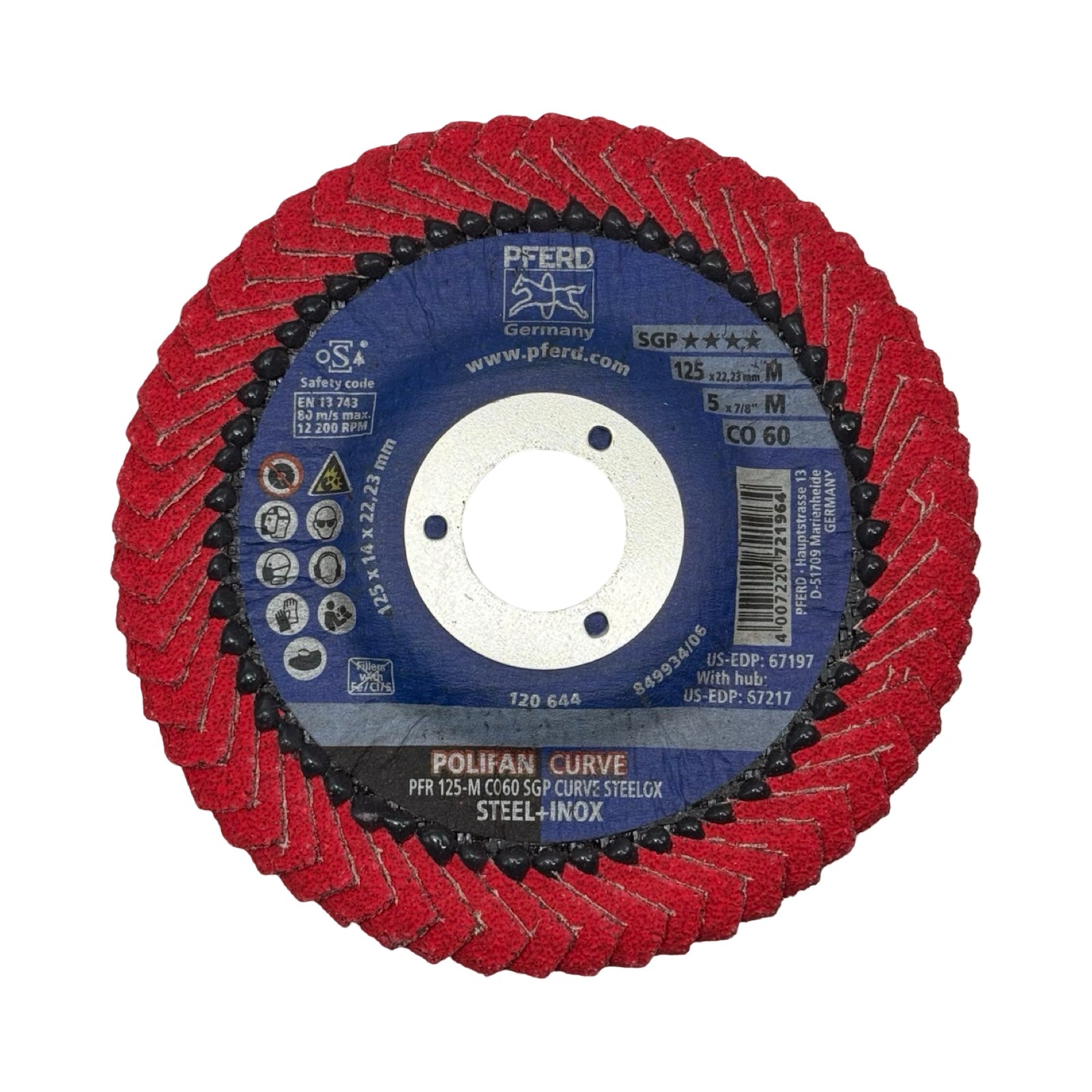 10x PFERD Fächerschleifscheibe PFR 125-M CO 60 SGP CURVE STEELOX 125mm