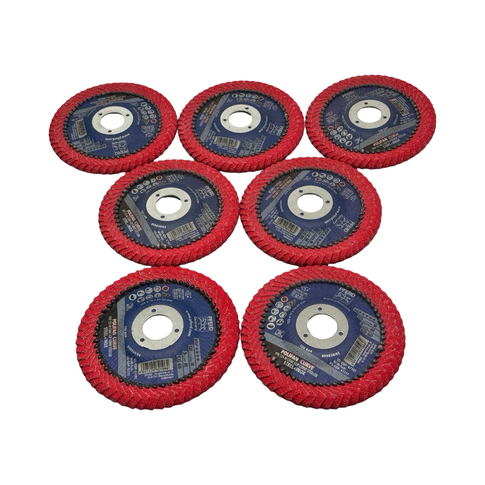 7x PFERD Fächerschleifscheibe PFR 125-M CO 60 SGP CURVE STEELOX 125mm