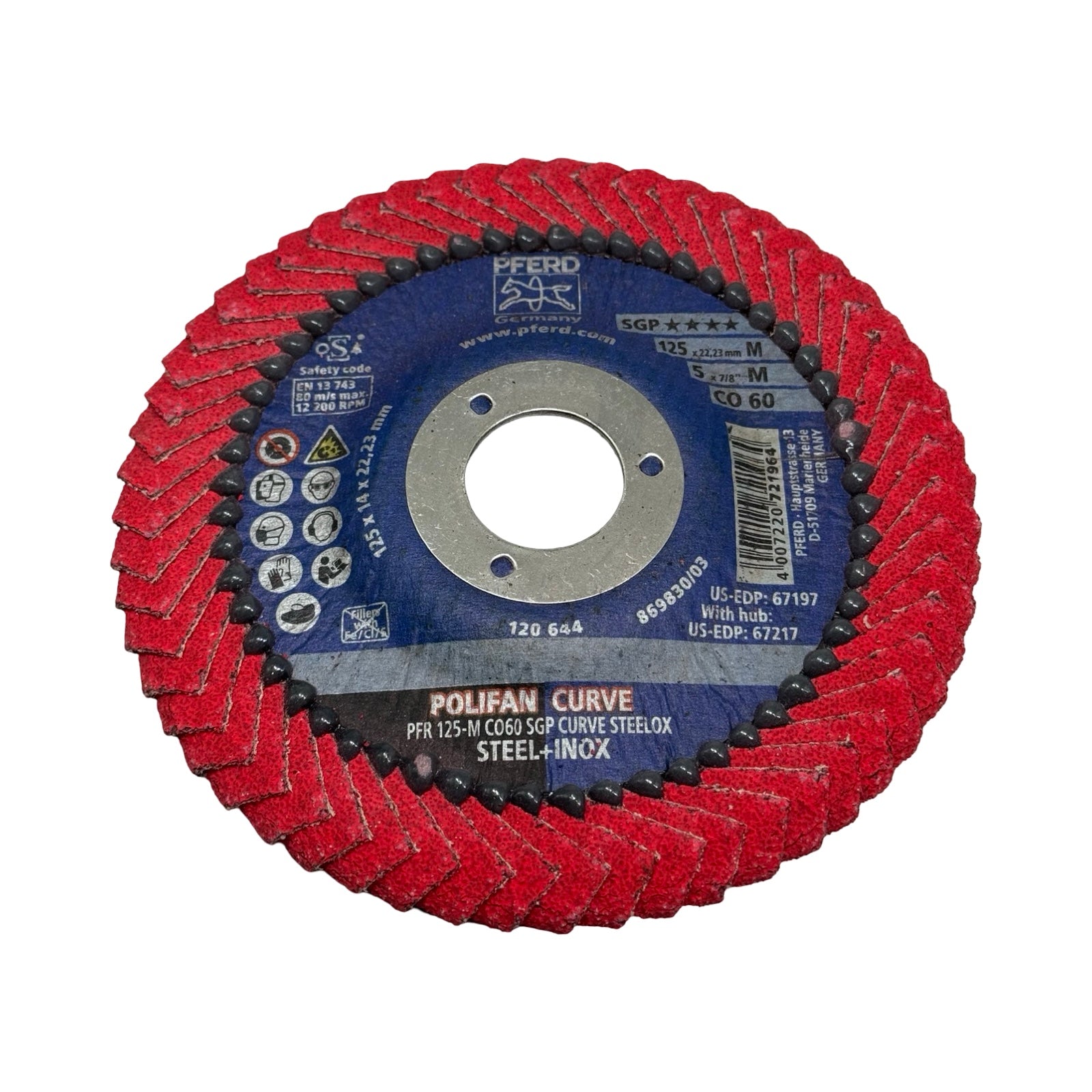 7x PFERD Fächerschleifscheibe PFR 125-M CO 60 SGP CURVE STEELOX 125mm