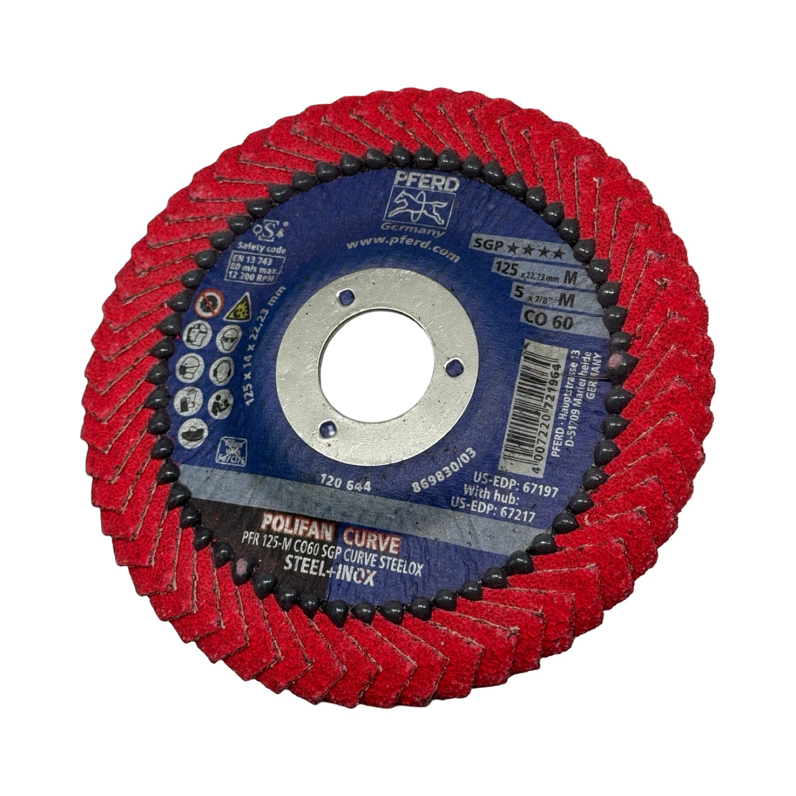7x PFERD Fächerschleifscheibe PFR 125-M CO 60 SGP CURVE STEELOX 125mm