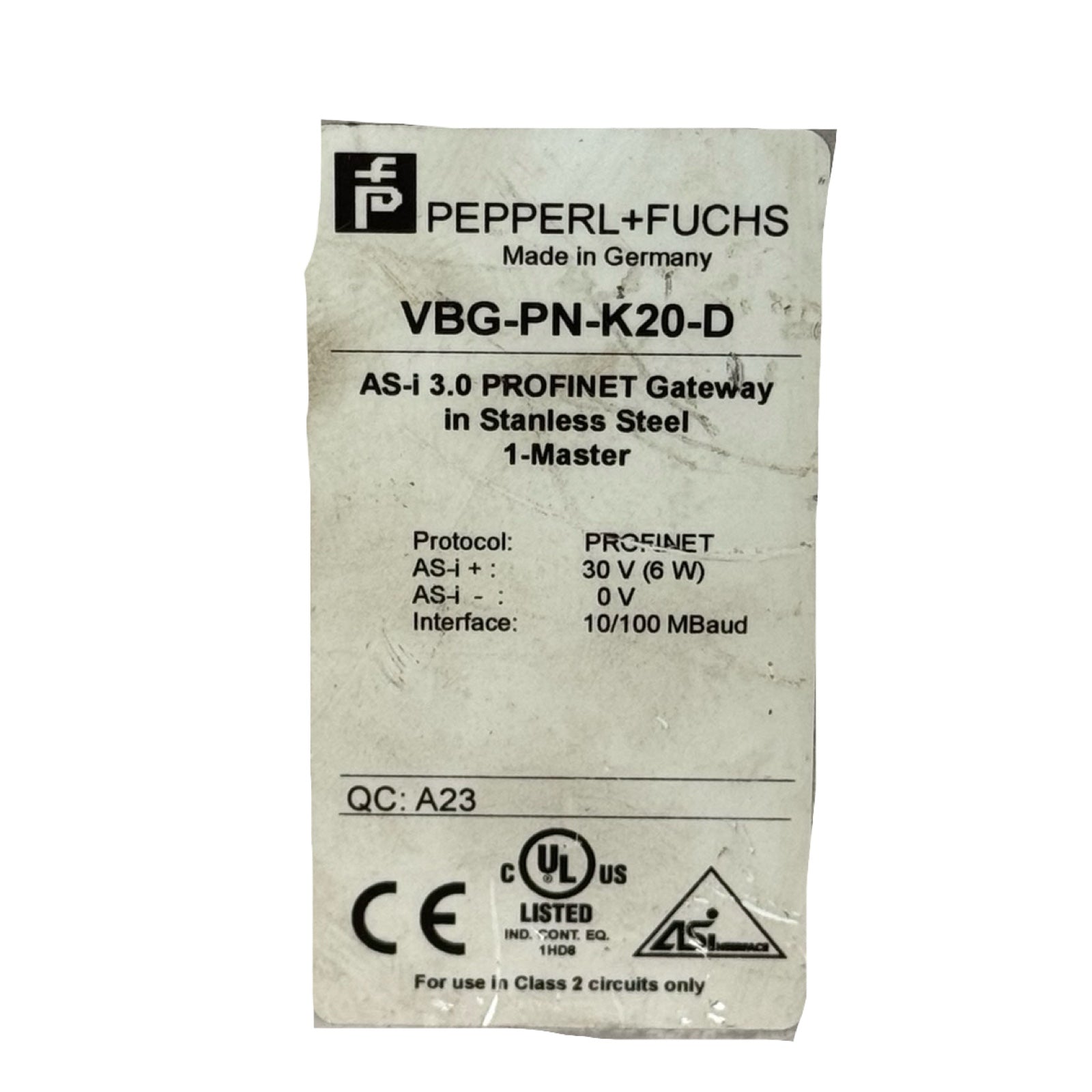 Pepperl+Fuchs VBG-PN-K20-D AS-i 3.0 PROFINET Gateway Edelstahl 216181