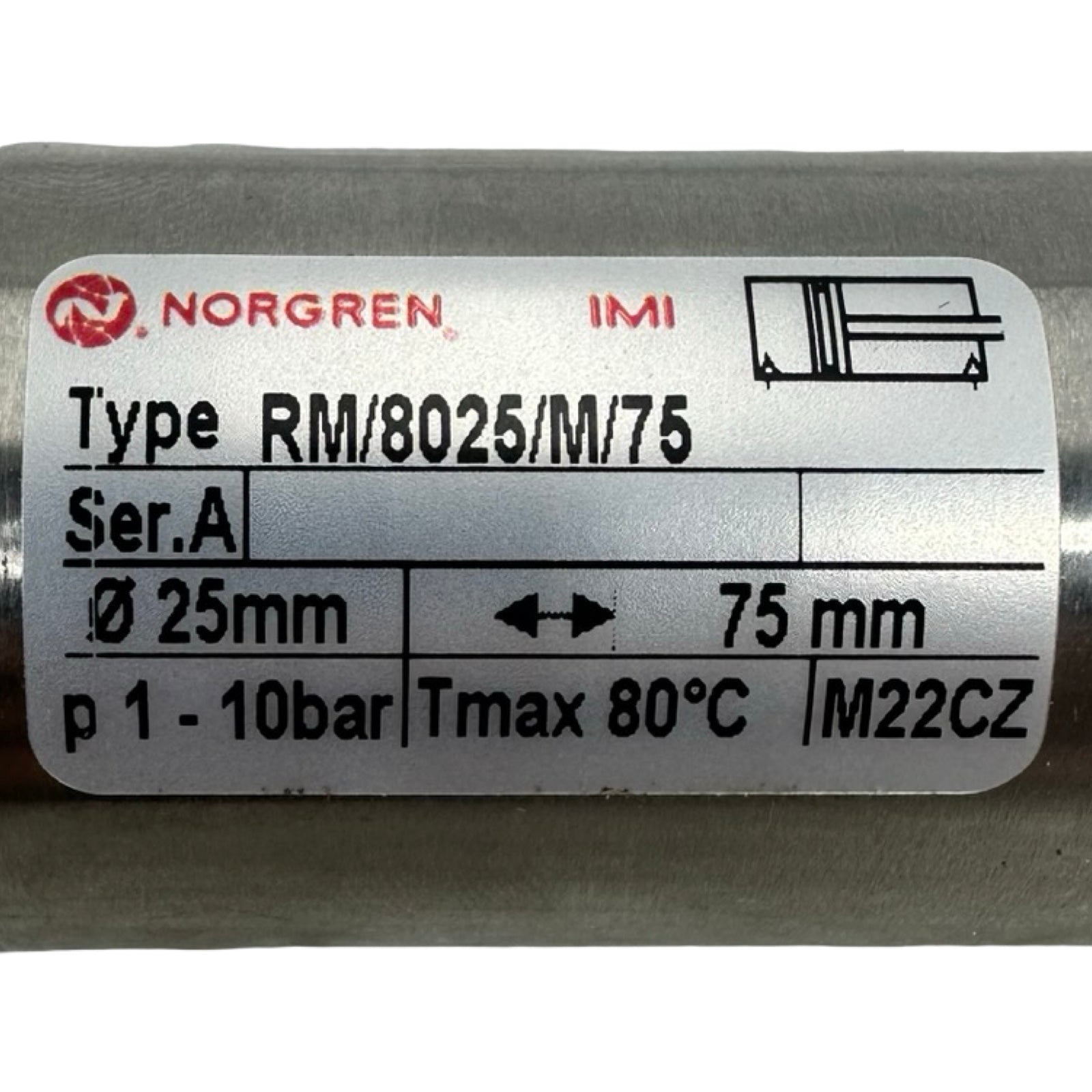 Norgren RM/8025/M/75 Pneumatikzylinder ISO Rundzylinder 25mm 75mm Hub
