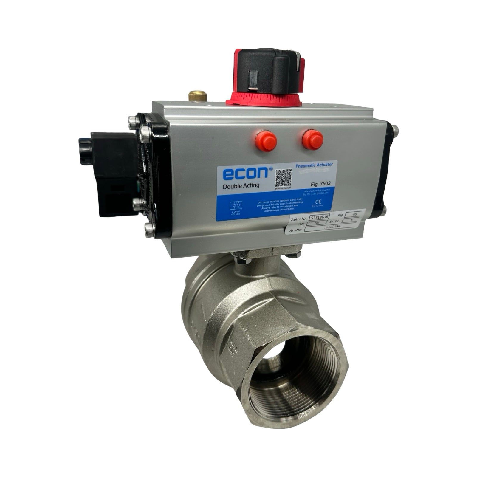 Econ DN50 Kugelhahn Pneumatikventil Fig.7902 5/2 Wegeventil PN40 24V DC