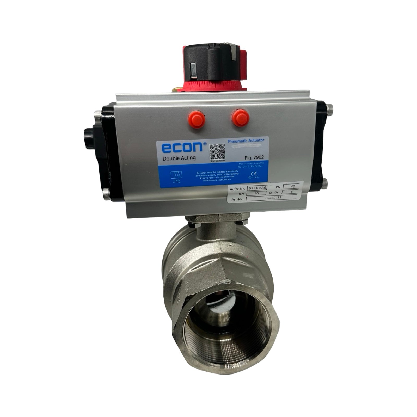 Econ DN50 Kugelhahn Pneumatikventil Fig.7902 5/2 Wegeventil PN40 24V DC