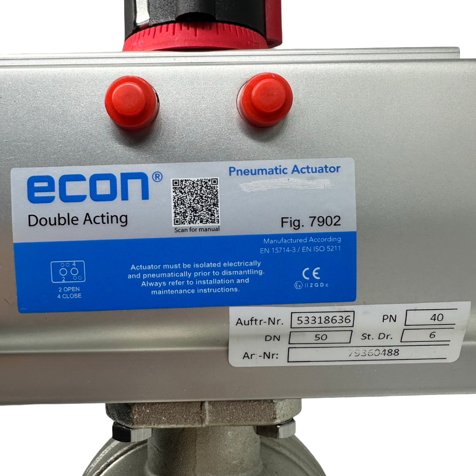 Econ DN50 Kugelhahn Pneumatikventil Fig.7902 5/2 Wegeventil PN40 24V DC