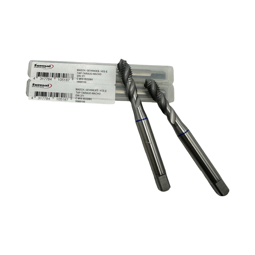 2x FORMAT M10 Maschinengewindebohrer HSS-E DIN371 ISO2/6H Spiralbohrer