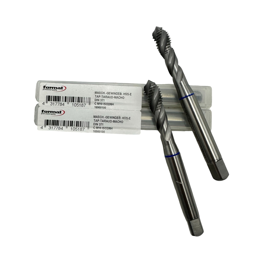 2x FORMAT M10 Maschinengewindebohrer HSS-E DIN371 ISO2/6H Spiralbohrer