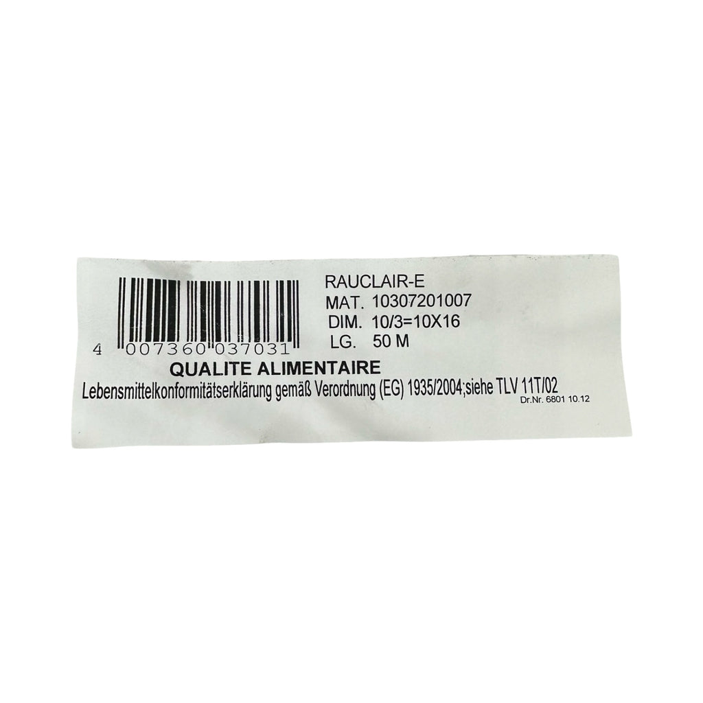 REHAU RAUCLAIR-E Schlauch 10x16 mm 50m transparent lebensmittelecht 10307201007