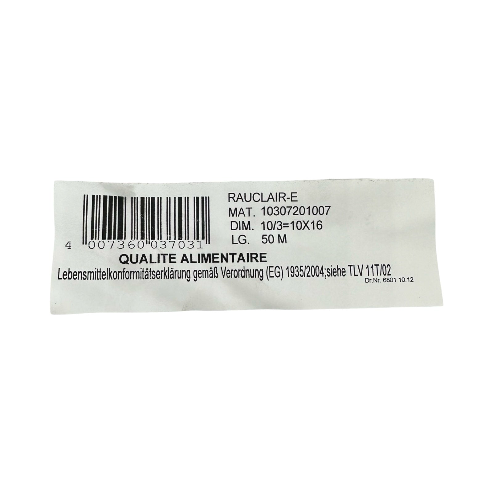 REHAU RAUCLAIR-E Schlauch 10x16 mm 50m transparent lebensmittelecht 10307201007