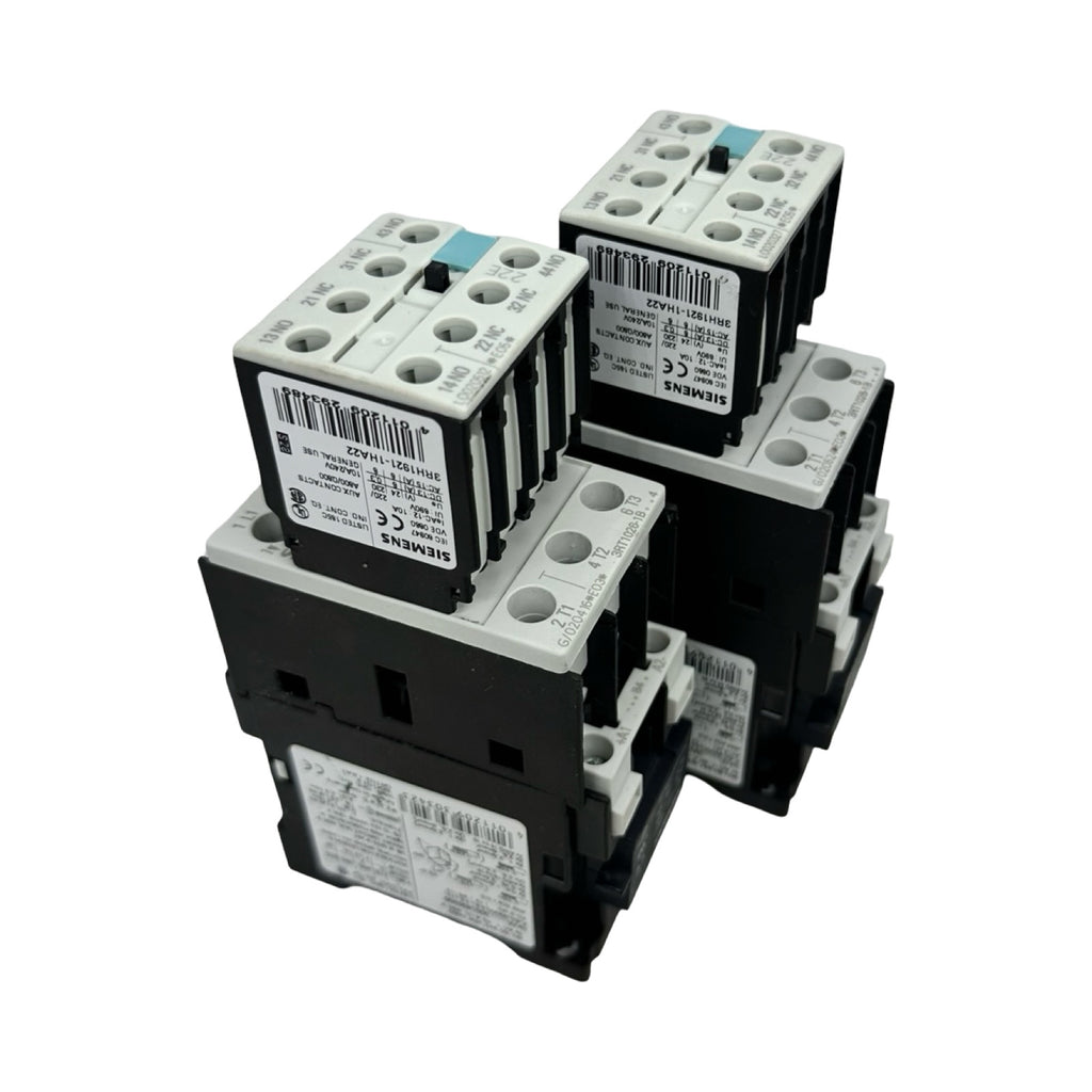 2x Siemens 3RT1026-1B Leistungsschütz 25A 230V AC + 3RH1921-1HA22 Hilfskontakt