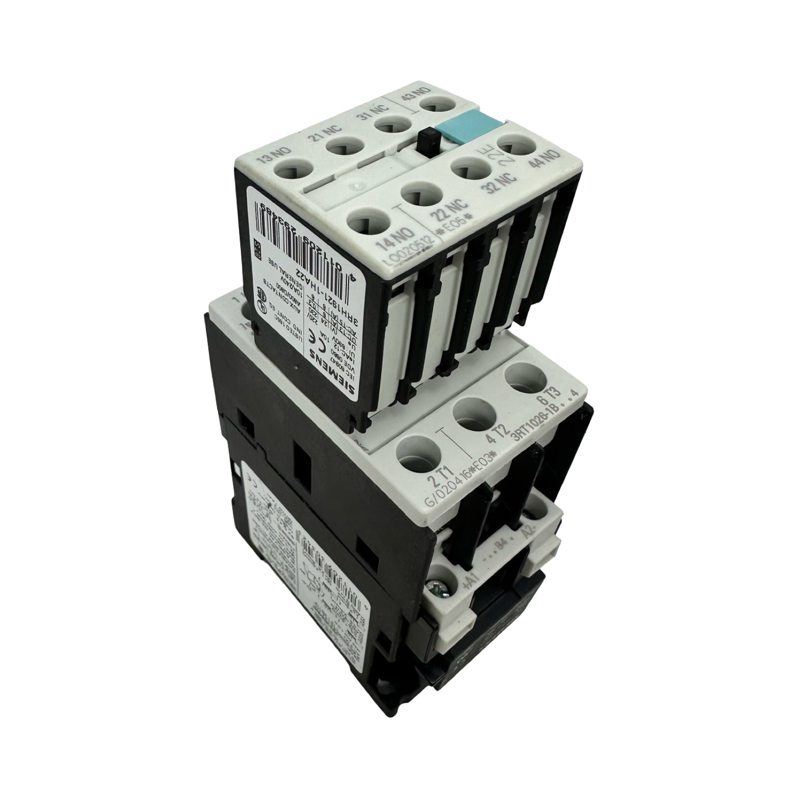 2x Siemens 3RT1026-1B Leistungsschütz 25A 230V AC + 3RH1921-1HA22 Hilfskontakt