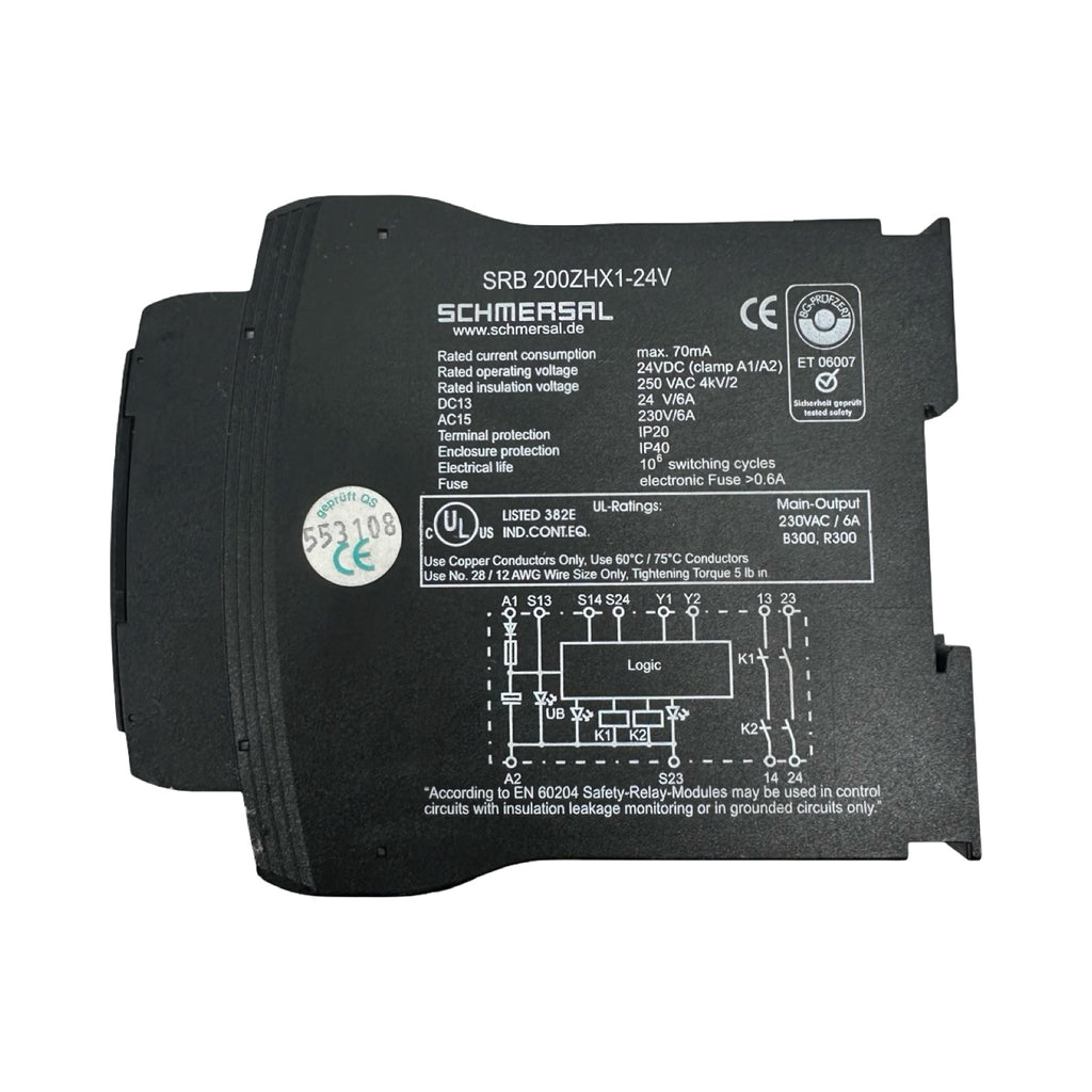 Schmersal SRB 200ZHX1-24V Sicherheitsrelais Safety Relay Modul 24VDC 2 NO