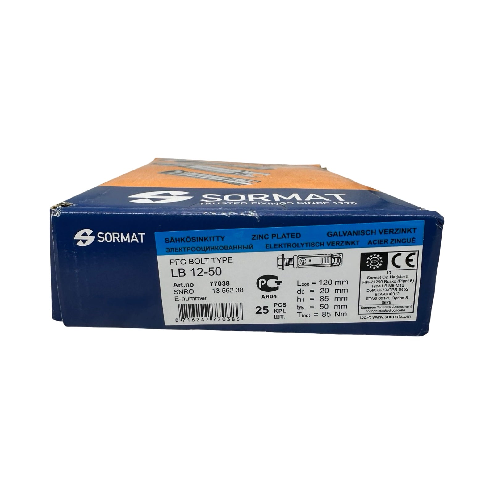 25x Sormat LB 12-50 Bolzenanker Schwerlastanker verzinkt M12 x 120mm 25 Stück