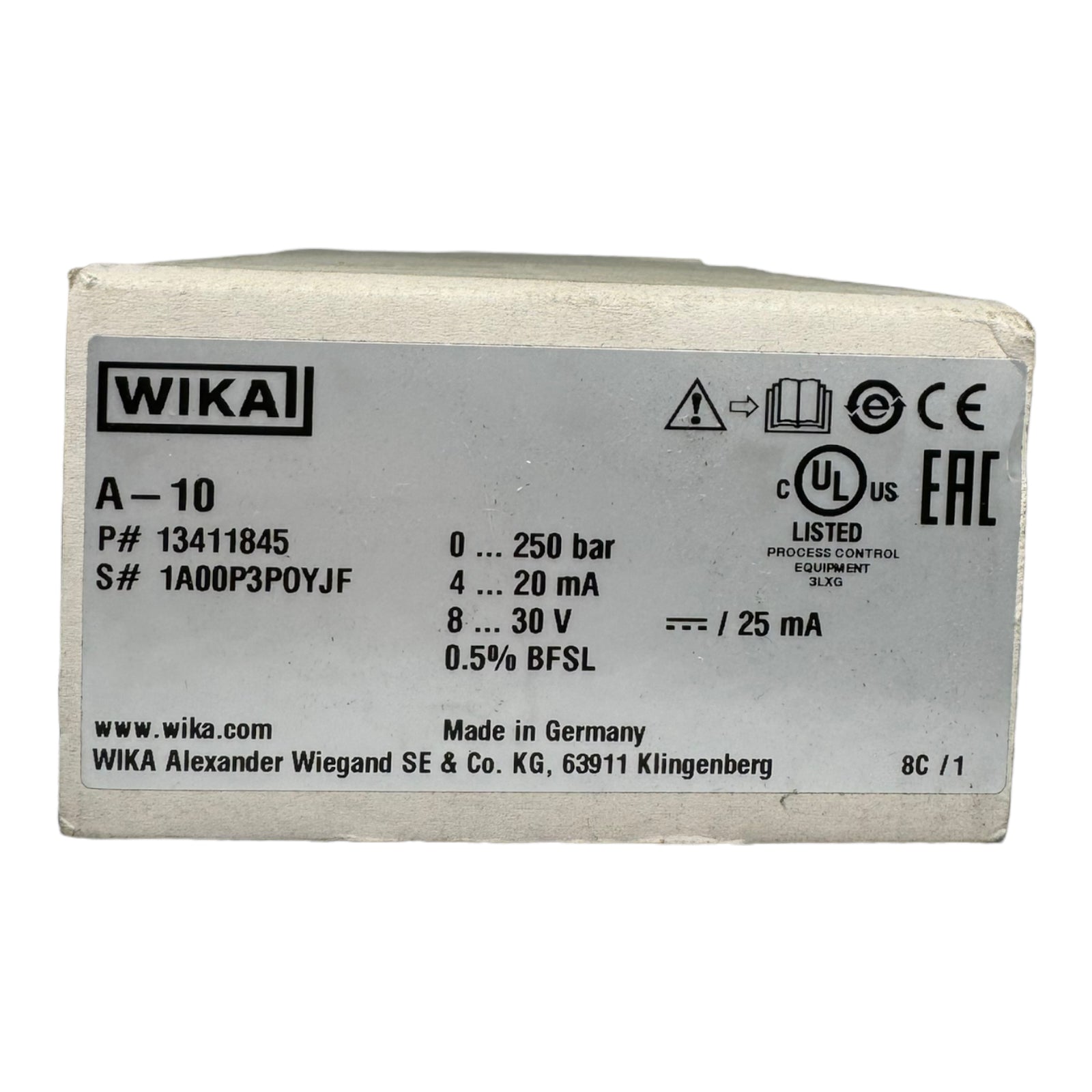 WIKA A-10 Drucktransmitter / Drucksensor / Druckmessumformer 250bar