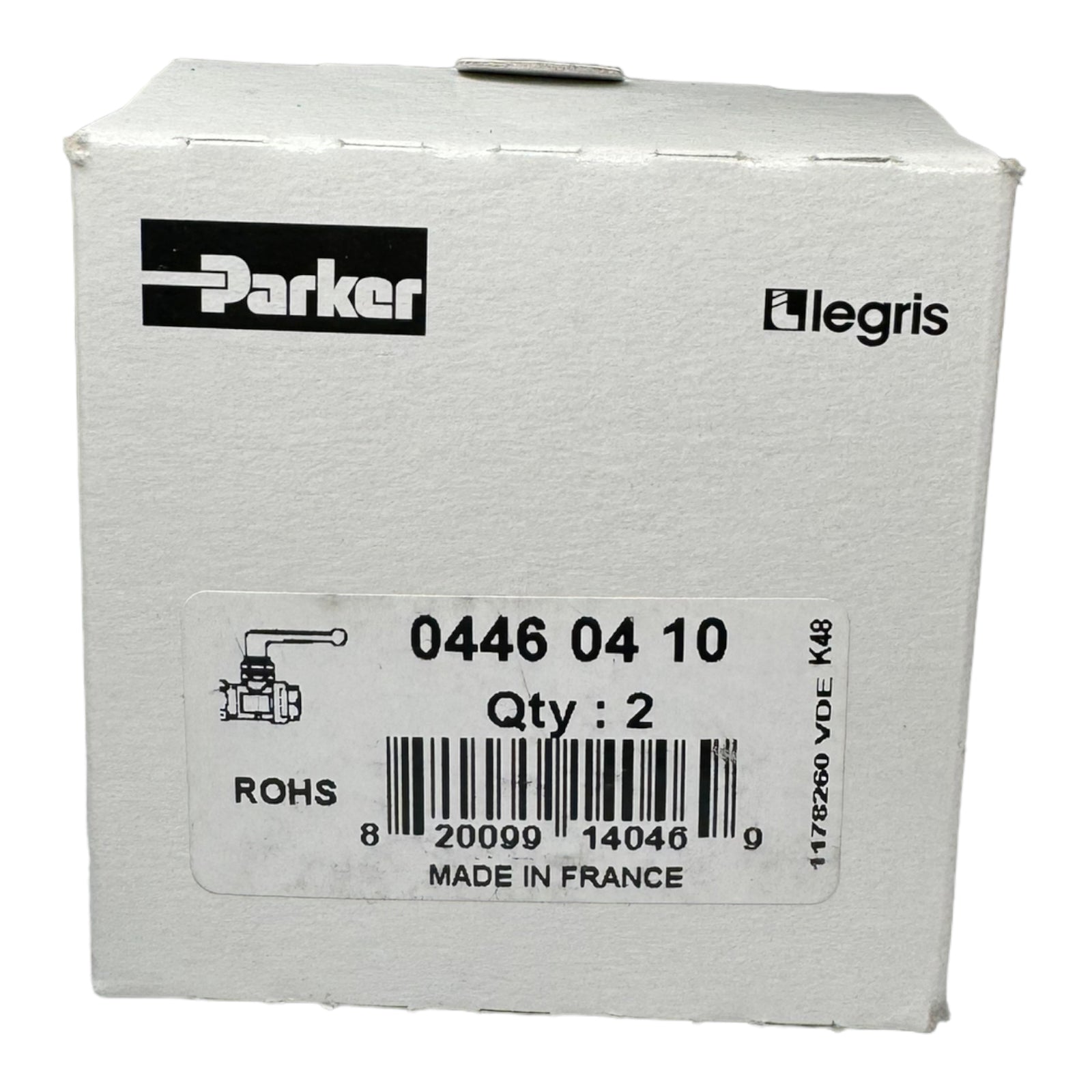 2x Parker 04460410 Legris Kugelhahn KK 2 WEGE SCHOTTDURCHFÜHRUNG