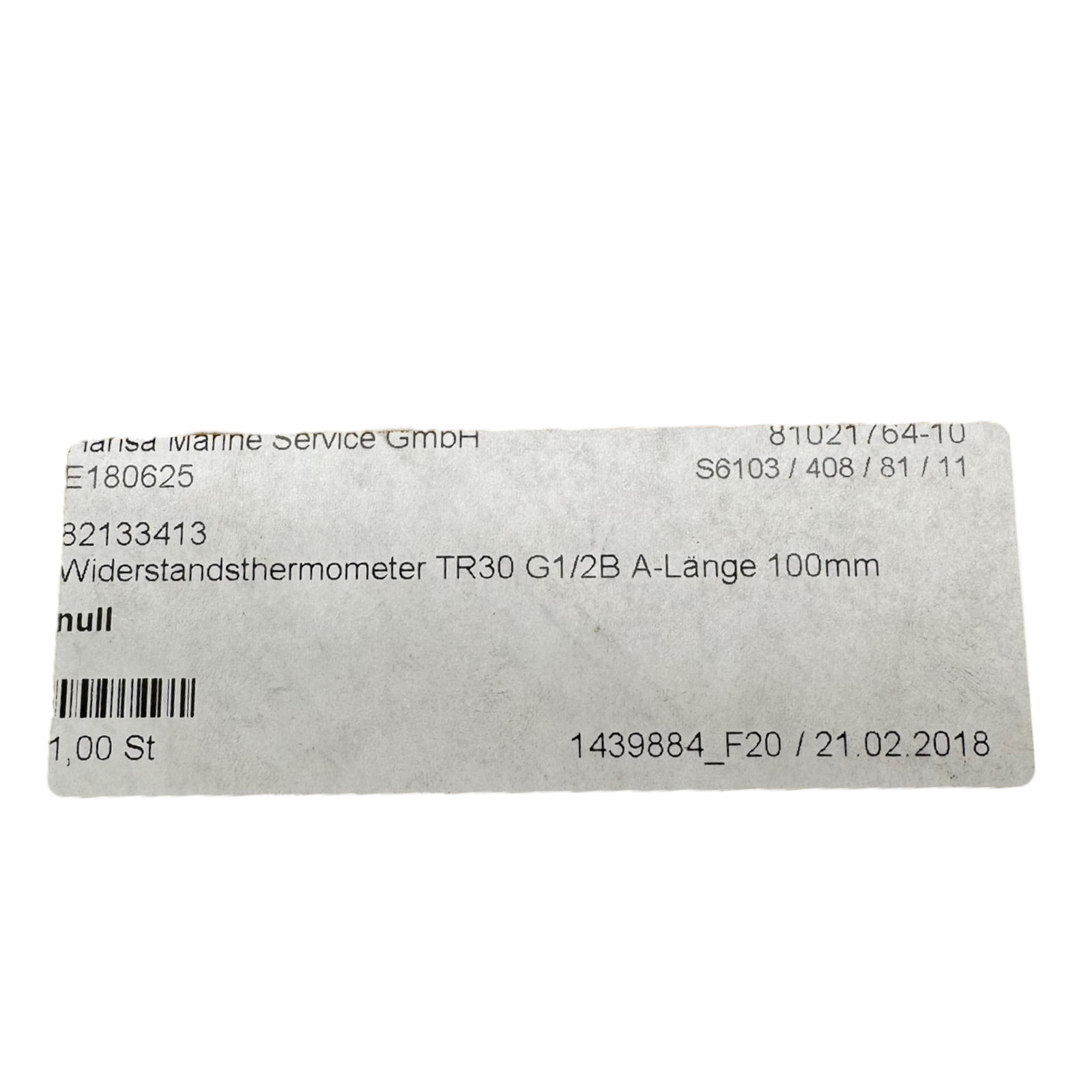 WIKA TR30-W-Z Widerstandsthermometer Kompaktausführung Typ TR30  / -10-+100°C