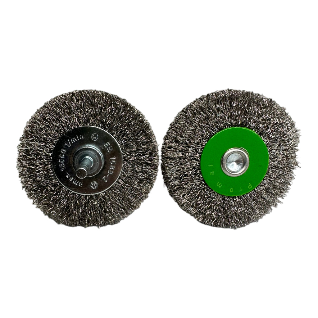 2x Promat Rundbürste Stahldraht Durchmesser: 80mm Schaft: 6mm S.: 0,3mm V2A