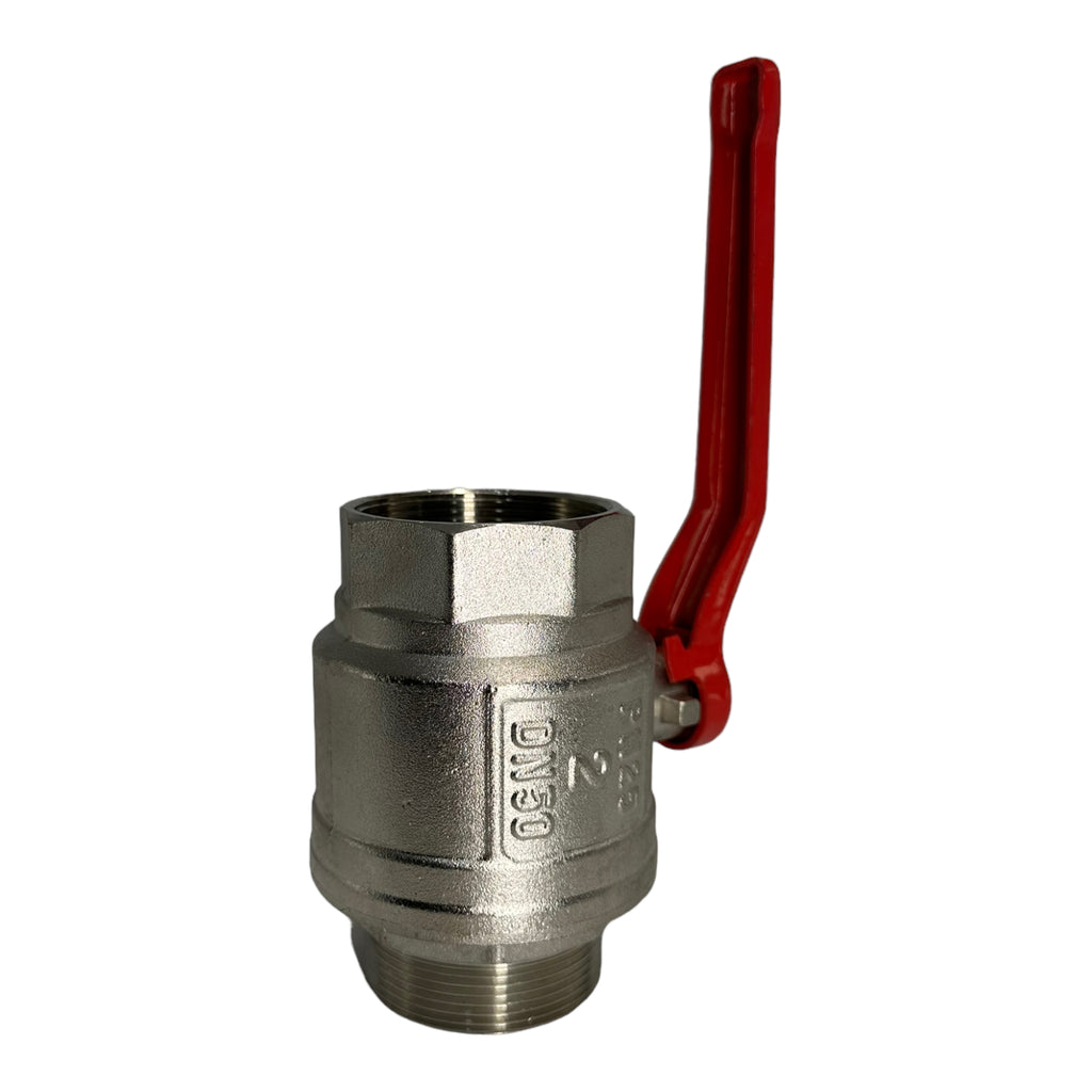 Kugelhahn Vernickelt CW617N Voller Durchgang roter Stahlhebel IG/AG 2" MS58 DN50