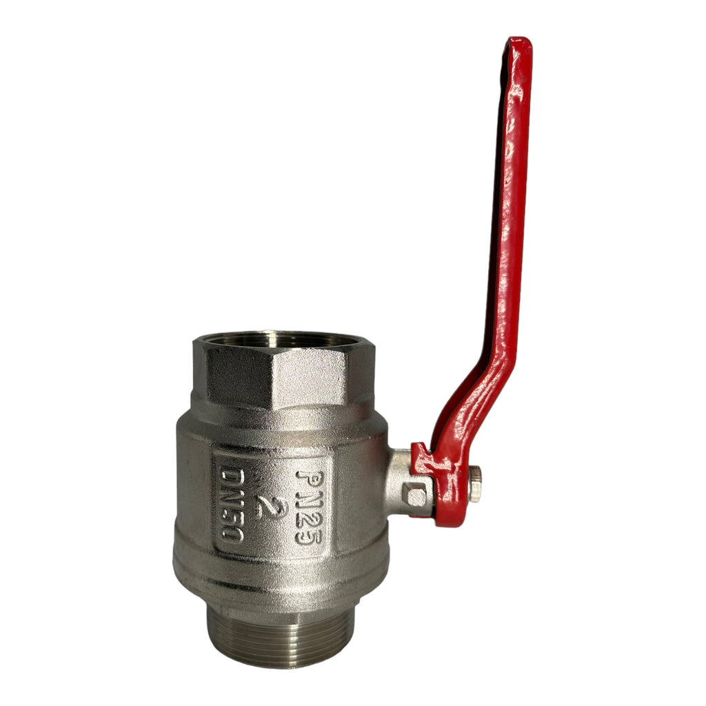 Kugelhahn Vernickelt CW617N Voller Durchgang roter Stahlhebel IG/AG 2" MS58 DN50