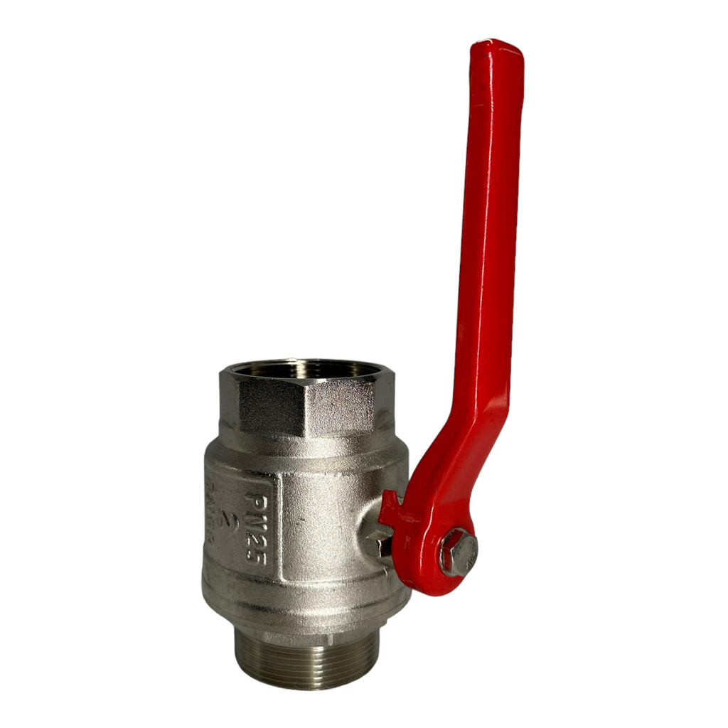 Kugelhahn Vernickelt CW617N Voller Durchgang roter Stahlhebel IG/AG 2" MS58 DN50