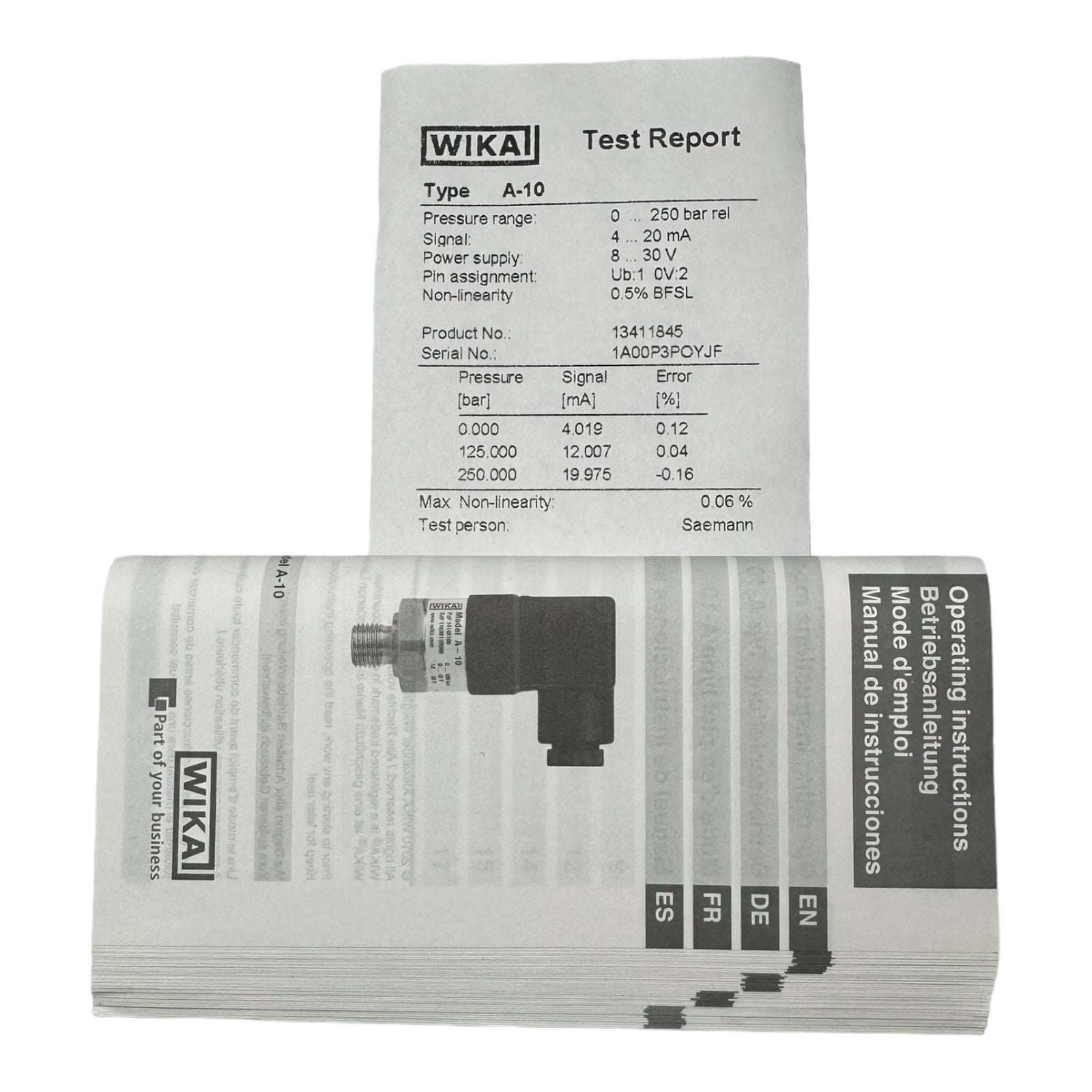 WIKA A-10 Drucktransmitter / Drucksensor / Druckmessumformer 250bar