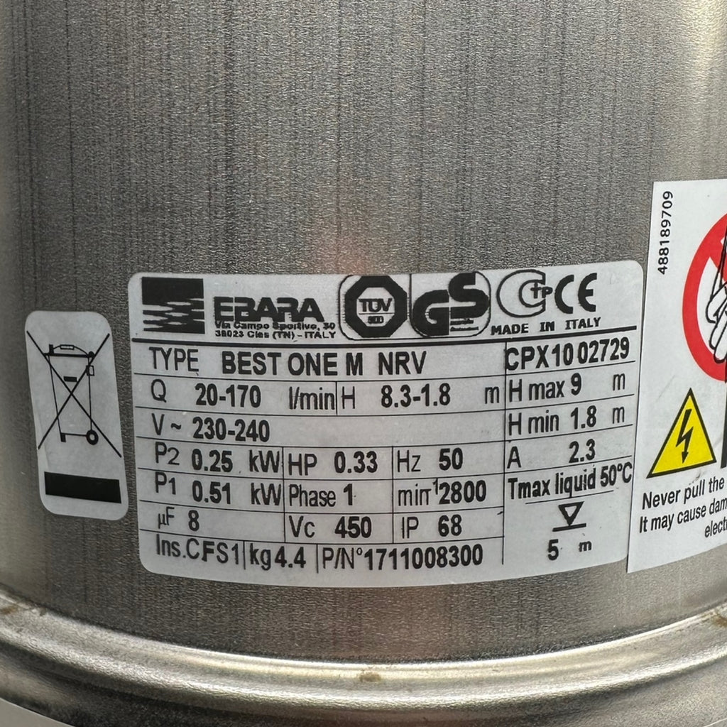 EBARA BEST ONE M NRV Edelstahl Tauchmotorpumpe für Schmutzwasser