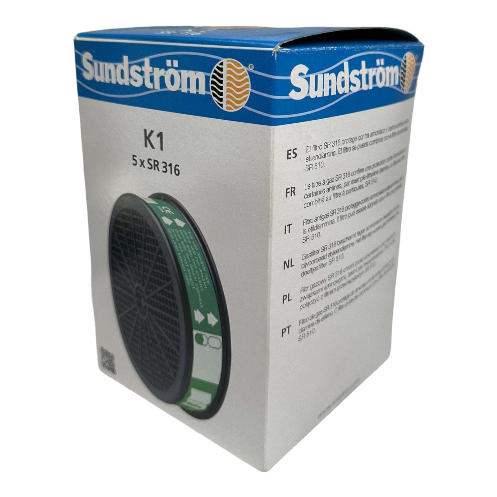 5x Sundström SR316 Gasfilter K1 Klasse 1, Filter Kartusche gegen Ammoniak