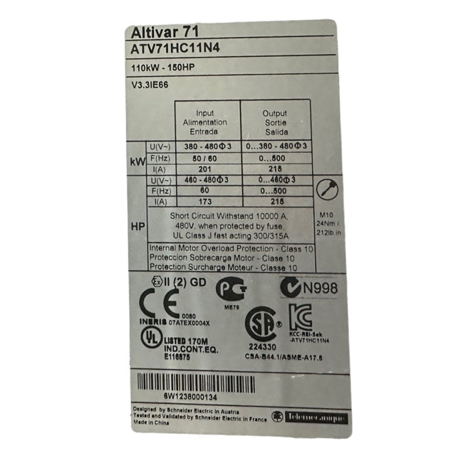 Schneider ATV71HC11N4 Frequenzumrichter ATV71, 110KW 150HP, EMV-Filter Inverter