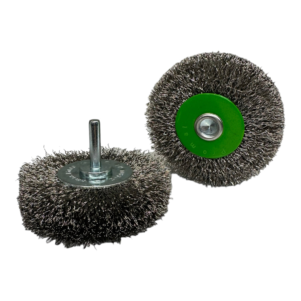 2x Promat Rundbürste Stahldraht Durchmesser: 80mm Schaft: 6mm S.: 0,3mm V2A