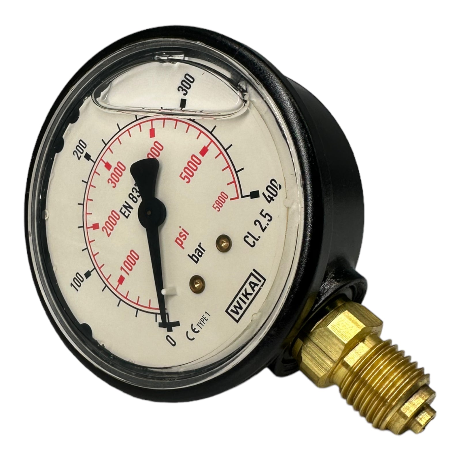 WIKA / RIEGLER Glyzerinmanometer bar/psi 63 mm, G1/4 senkrecht, 0-400bar 715-K