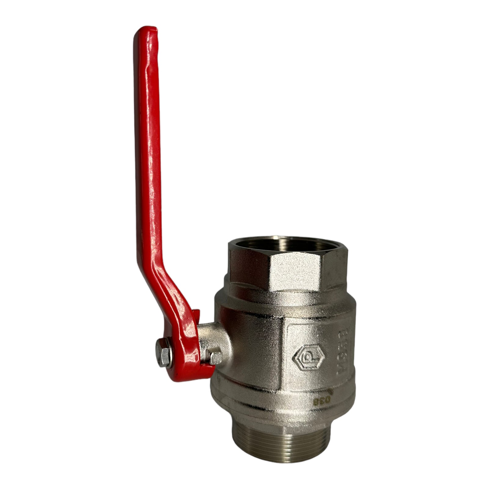 Kugelhahn Vernickelt CW617N Voller Durchgang roter Stahlhebel IG/AG 2" MS58 DN50