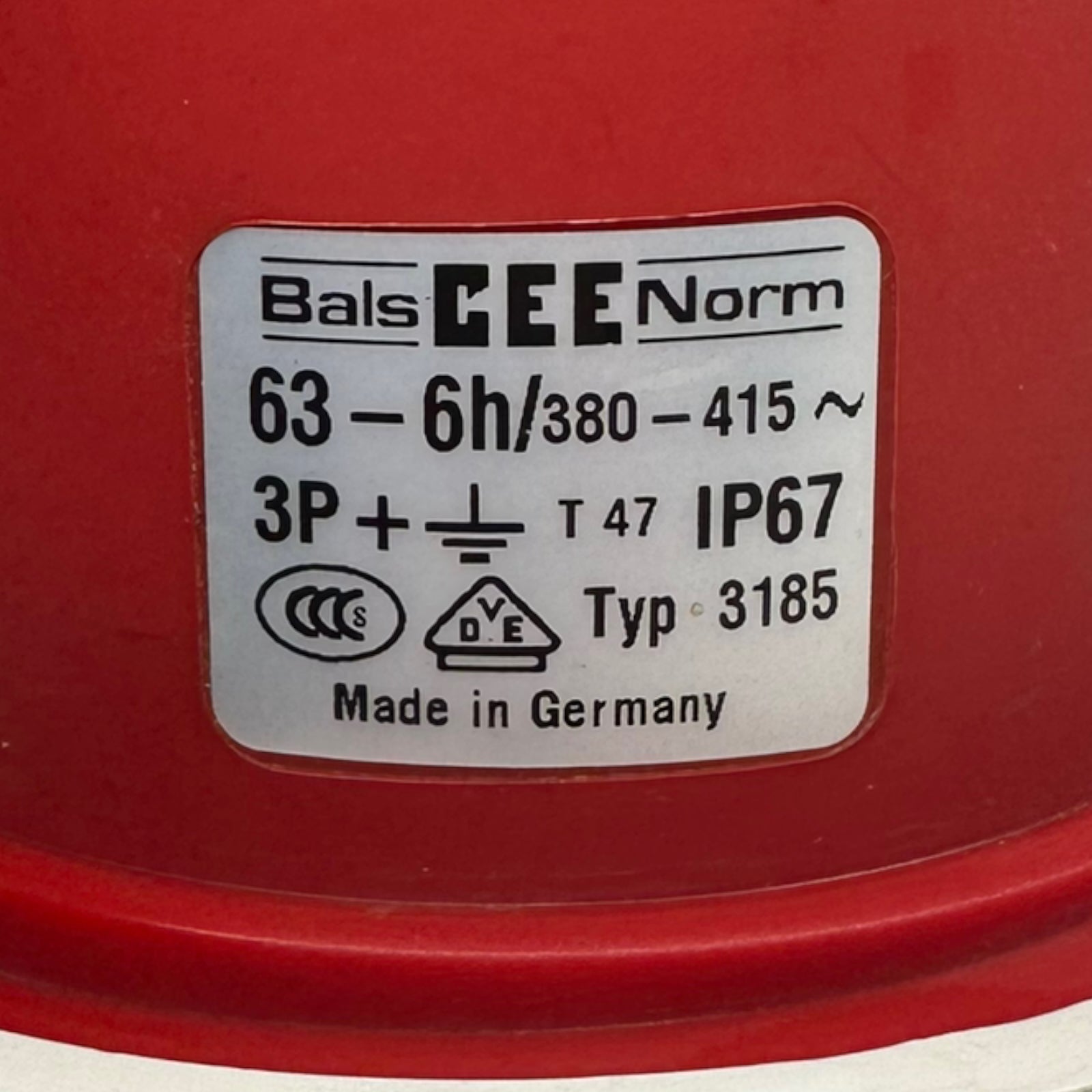 Bals 3185 CEE Norm TE Connector Steckdose 63A 4p (3P+PE) 400V (380-415V~) IP67