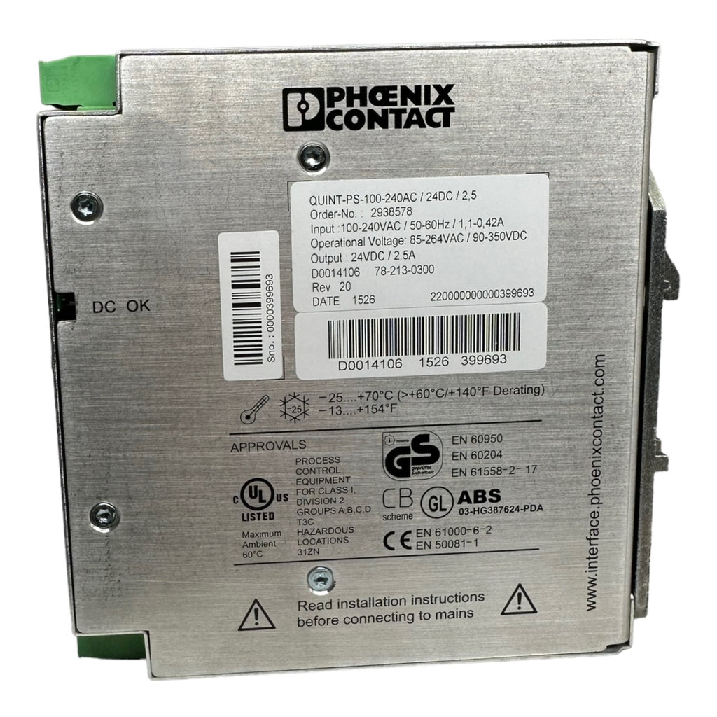 Phoenix Contact QUINT-PS-100-240AC/24DC/2,5 Netzteil Stromversorgung / 2938578