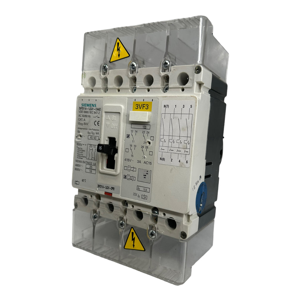 SIEMENS 3VF3114-1JC41-0AA0 Leistungsschalter, Alarmschalter 4polig, 16A, 415V