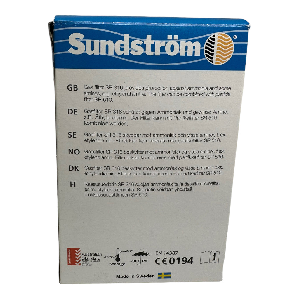 5x Sundström SR316 Gasfilter K1 Klasse 1, Filter Kartusche gegen Ammoniak