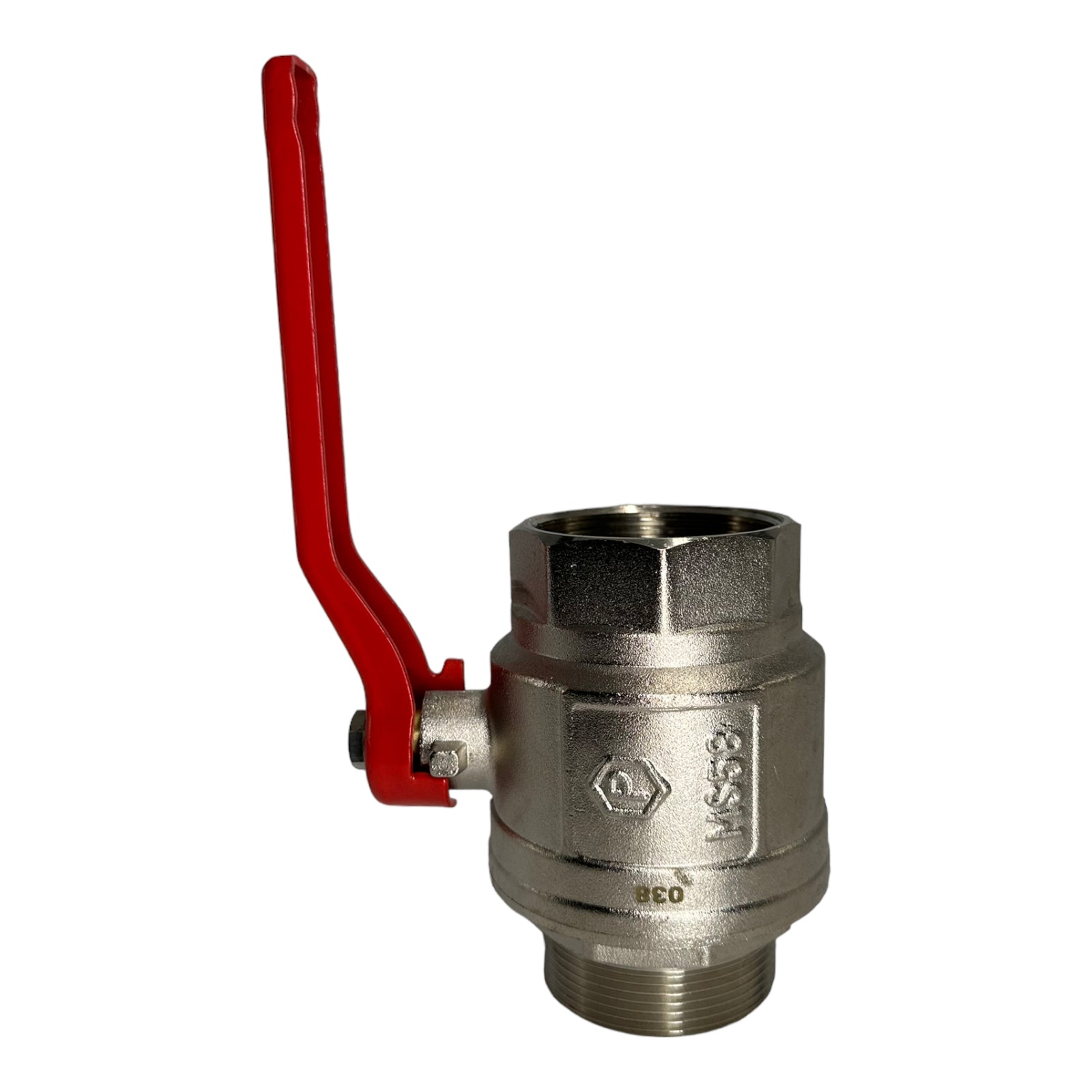 Kugelhahn Vernickelt CW617N Voller Durchgang roter Stahlhebel IG/AG 2" MS58 DN50