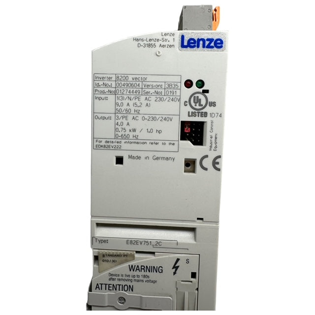 Lenze E82EV751_2C / E82ZBC Frequenzumrichter Inverter 0,75kW / 1HP